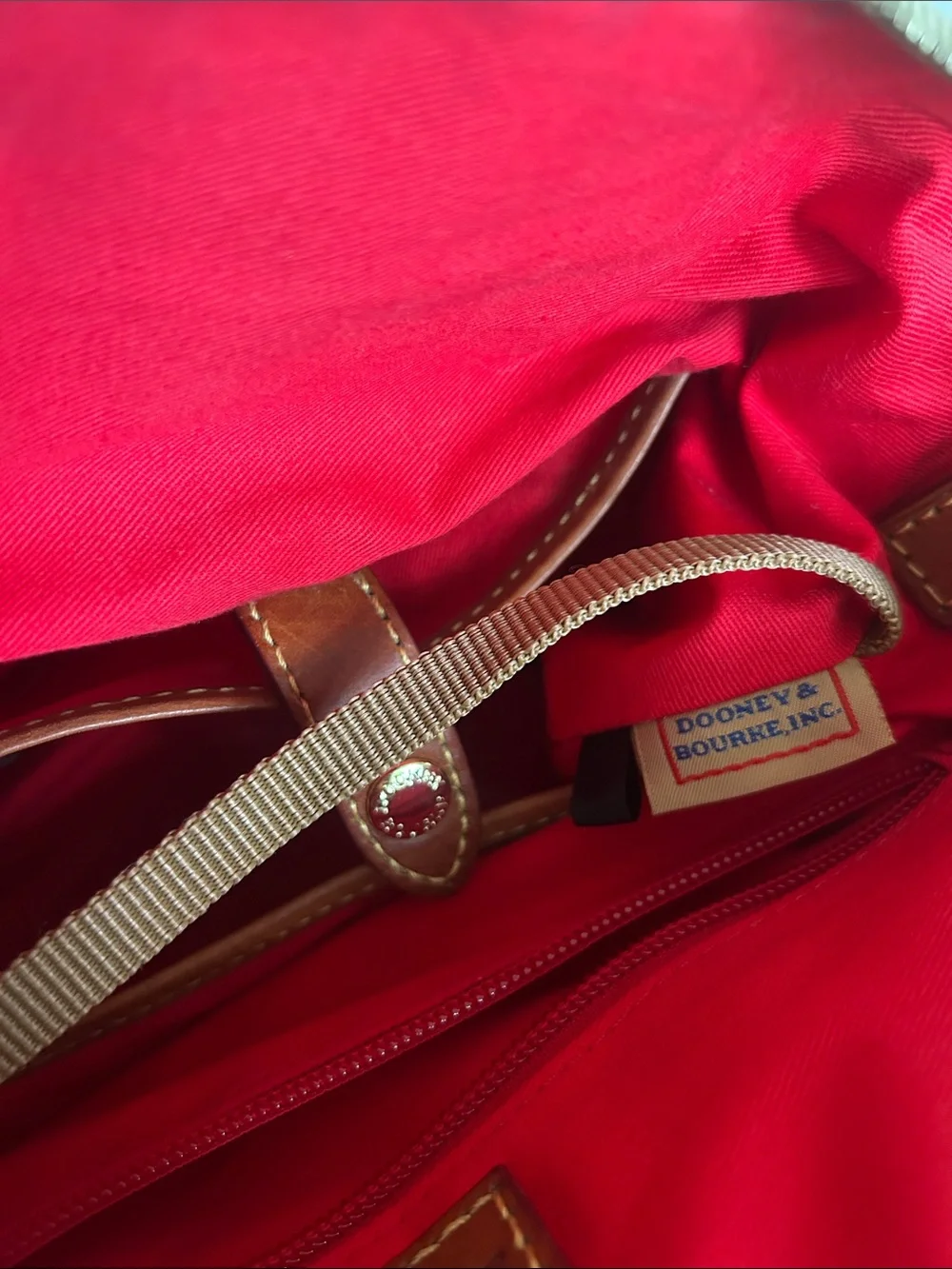 Dooney & Bourke Sage Pebble Leather Satchel with Brown Trim